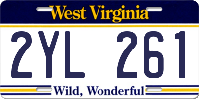 WV license plate 2YL261