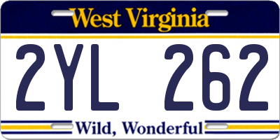 WV license plate 2YL262