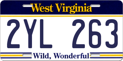 WV license plate 2YL263