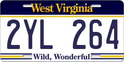 WV license plate 2YL264