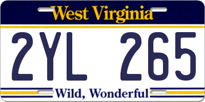 WV license plate 2YL265