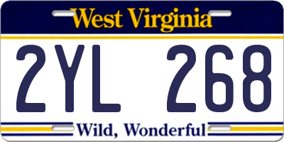 WV license plate 2YL268