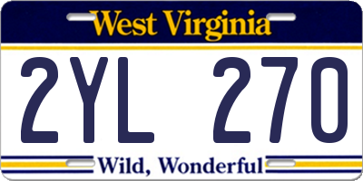 WV license plate 2YL270