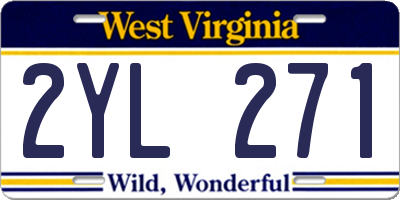 WV license plate 2YL271