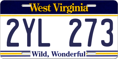 WV license plate 2YL273