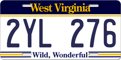 WV license plate 2YL276