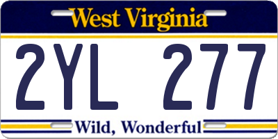 WV license plate 2YL277