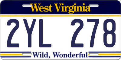 WV license plate 2YL278