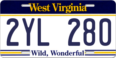 WV license plate 2YL280