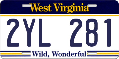 WV license plate 2YL281