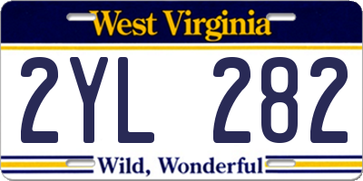 WV license plate 2YL282