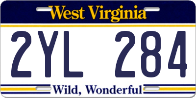WV license plate 2YL284
