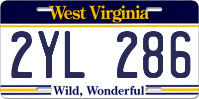 WV license plate 2YL286