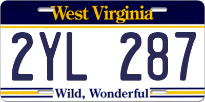 WV license plate 2YL287