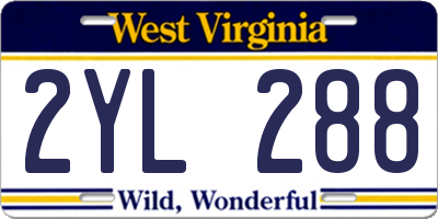WV license plate 2YL288