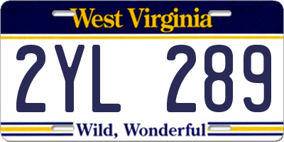 WV license plate 2YL289