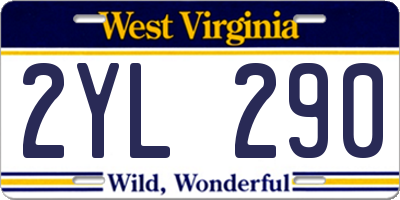 WV license plate 2YL290