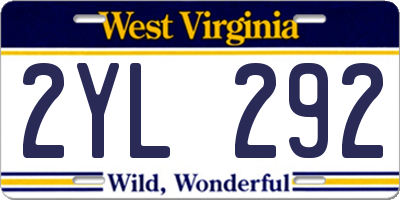 WV license plate 2YL292
