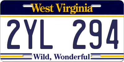 WV license plate 2YL294