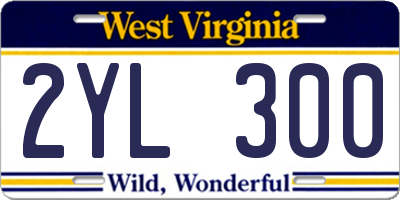 WV license plate 2YL300
