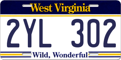 WV license plate 2YL302