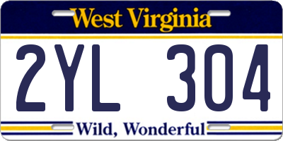 WV license plate 2YL304