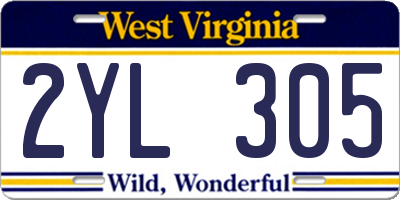 WV license plate 2YL305