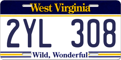 WV license plate 2YL308