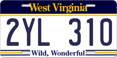 WV license plate 2YL310