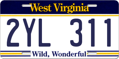 WV license plate 2YL311