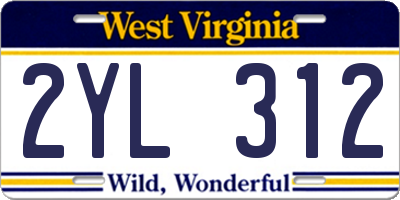 WV license plate 2YL312