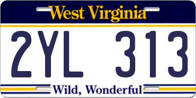 WV license plate 2YL313