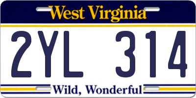 WV license plate 2YL314