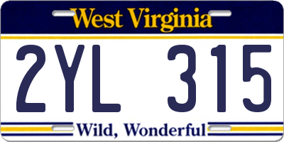 WV license plate 2YL315