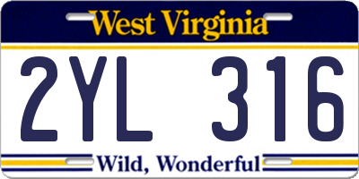 WV license plate 2YL316