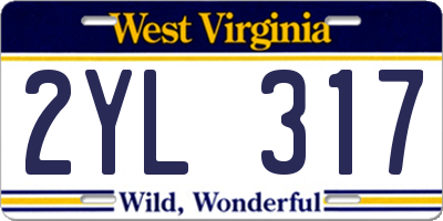 WV license plate 2YL317
