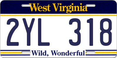 WV license plate 2YL318