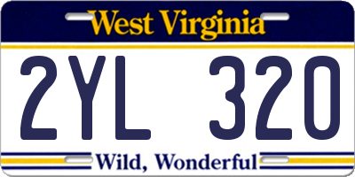 WV license plate 2YL320