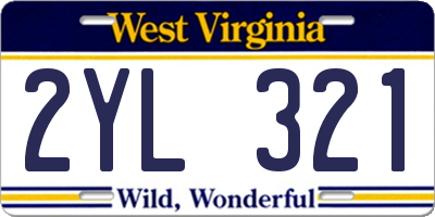 WV license plate 2YL321