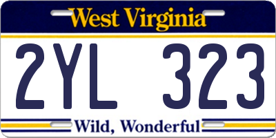 WV license plate 2YL323