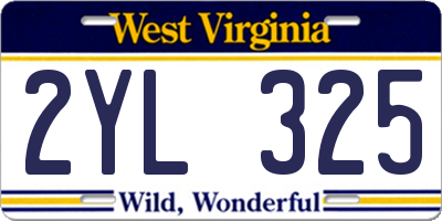 WV license plate 2YL325