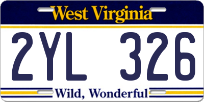 WV license plate 2YL326
