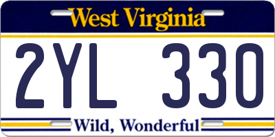 WV license plate 2YL330
