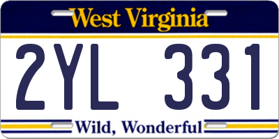 WV license plate 2YL331