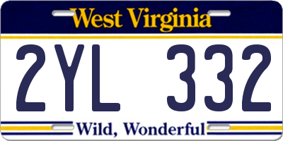 WV license plate 2YL332