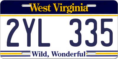 WV license plate 2YL335