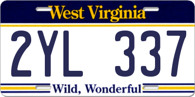 WV license plate 2YL337