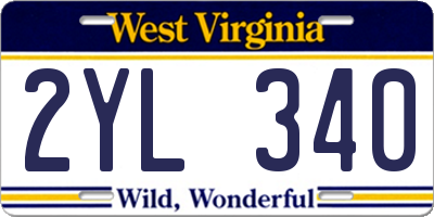 WV license plate 2YL340