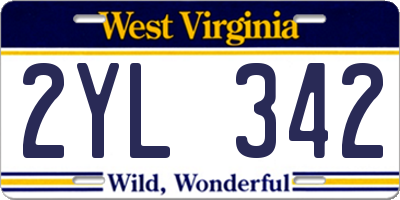 WV license plate 2YL342