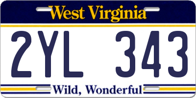 WV license plate 2YL343
